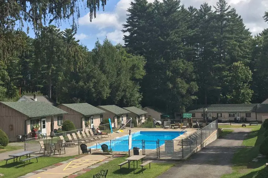 Cottages and apartment suites around the pool