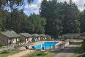 Pool area next to Cabins